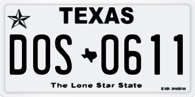 TX license plate DOS0611