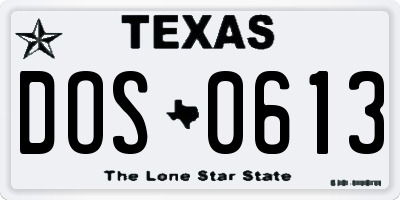 TX license plate DOS0613
