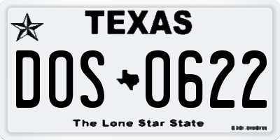 TX license plate DOS0622