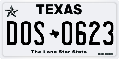 TX license plate DOS0623