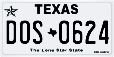 TX license plate DOS0624
