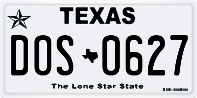 TX license plate DOS0627