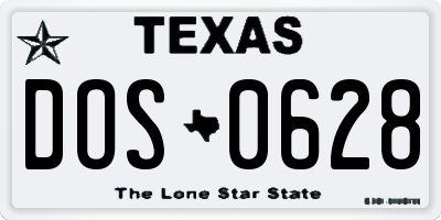 TX license plate DOS0628