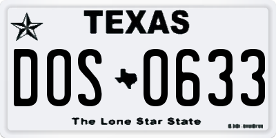 TX license plate DOS0633