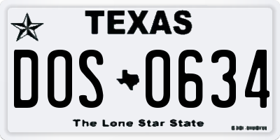 TX license plate DOS0634