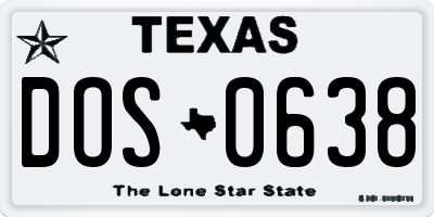 TX license plate DOS0638