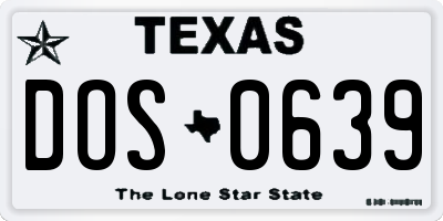TX license plate DOS0639