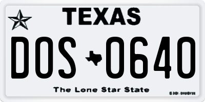 TX license plate DOS0640