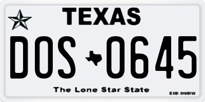 TX license plate DOS0645