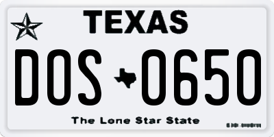TX license plate DOS0650