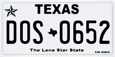 TX license plate DOS0652