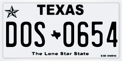 TX license plate DOS0654