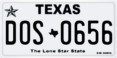 TX license plate DOS0656