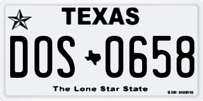 TX license plate DOS0658