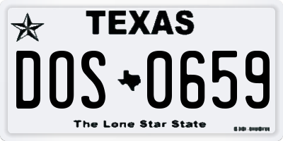 TX license plate DOS0659