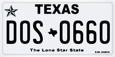TX license plate DOS0660