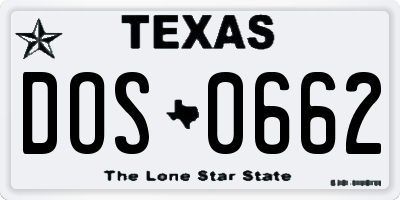 TX license plate DOS0662