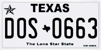 TX license plate DOS0663