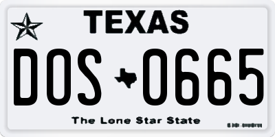 TX license plate DOS0665