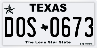 TX license plate DOS0673