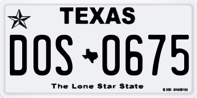 TX license plate DOS0675