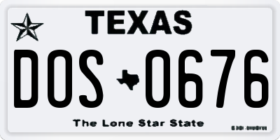TX license plate DOS0676