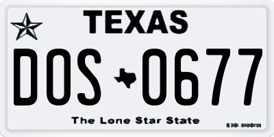 TX license plate DOS0677