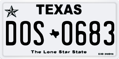 TX license plate DOS0683
