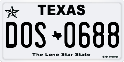 TX license plate DOS0688