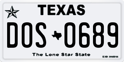 TX license plate DOS0689