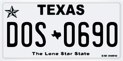TX license plate DOS0690