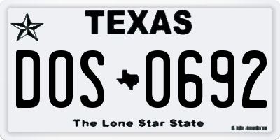 TX license plate DOS0692