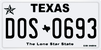 TX license plate DOS0693