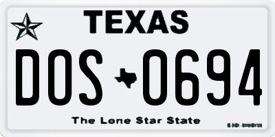 TX license plate DOS0694