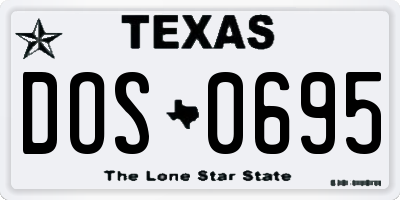 TX license plate DOS0695
