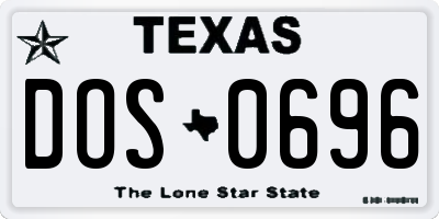 TX license plate DOS0696