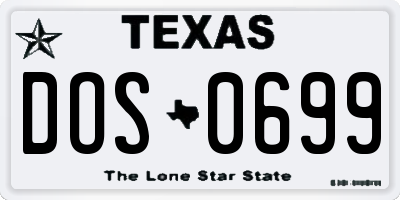 TX license plate DOS0699