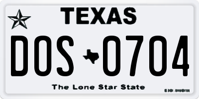 TX license plate DOS0704