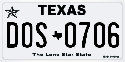 TX license plate DOS0706