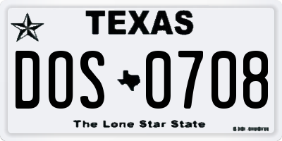 TX license plate DOS0708