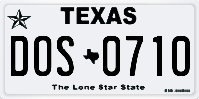TX license plate DOS0710