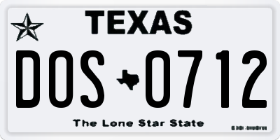 TX license plate DOS0712