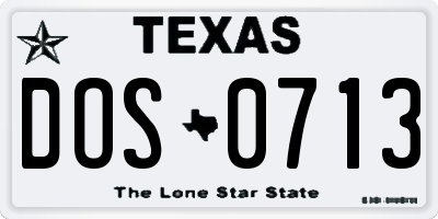 TX license plate DOS0713