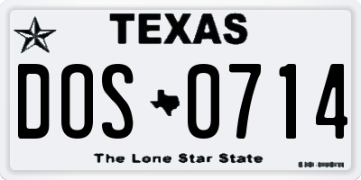 TX license plate DOS0714
