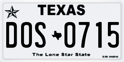 TX license plate DOS0715