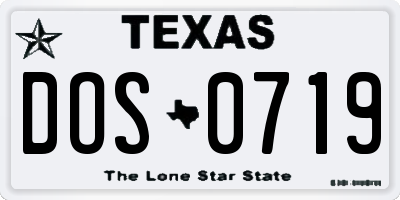 TX license plate DOS0719