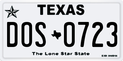 TX license plate DOS0723