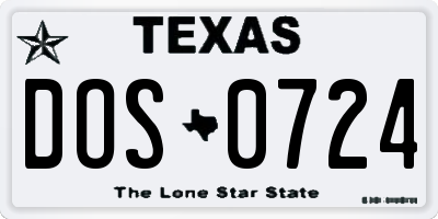 TX license plate DOS0724