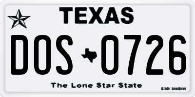 TX license plate DOS0726