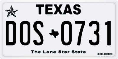 TX license plate DOS0731